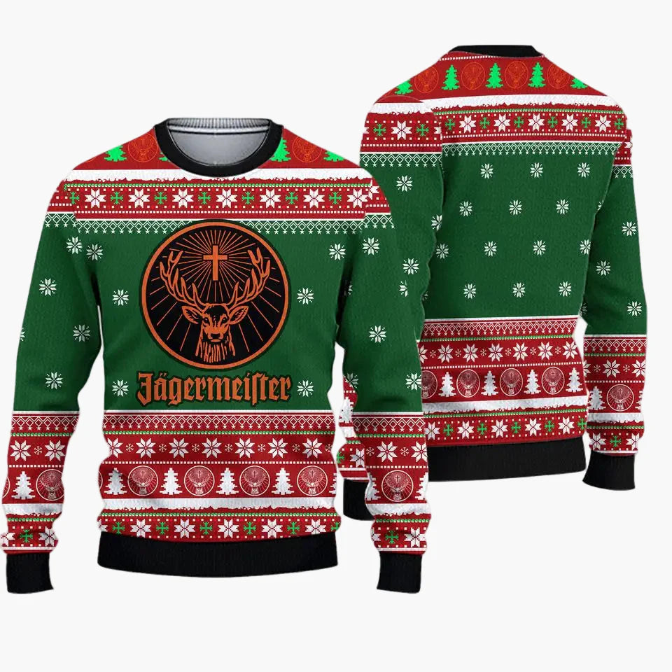 Herren Jägermeister Ugly Christmas Sweater – Party Pullover für Weihnachten und Winter