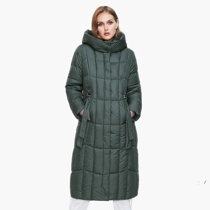 Damen Winter Steppmantel mit Kapuze, modischer langer Mantel für kalte Tage, Plus Size