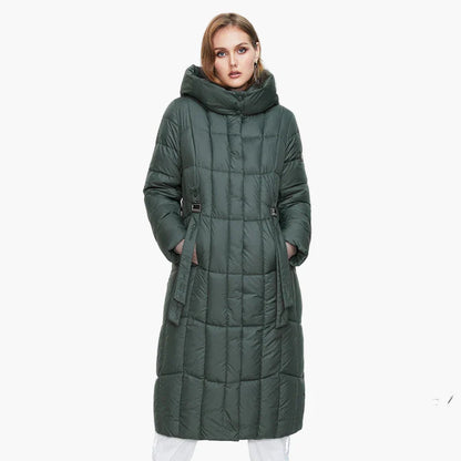 Damen Winter Steppmantel mit Kapuze, modischer langer Mantel für kalte Tage, Plus Size