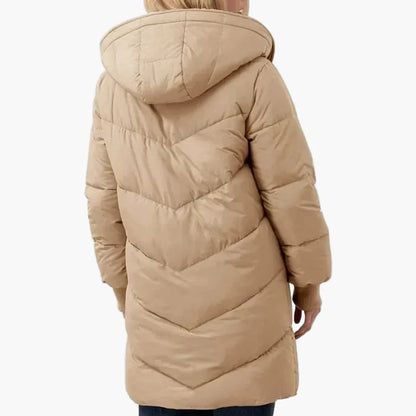 Women's winter quilted coat with hood – long warm casual coat