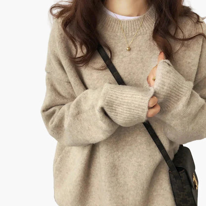 Women's Oversize Sweater Retro Casual Style Autumn Winter Knit Sweater