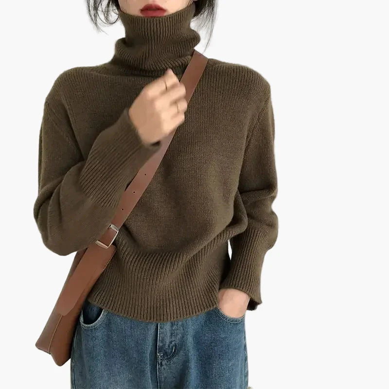 Women's knitted sweater with turtleneck – fashionable autumn & winter style for everyday and office