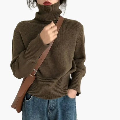 Women's knitted sweater with turtleneck – fashionable autumn & winter style for everyday and office
