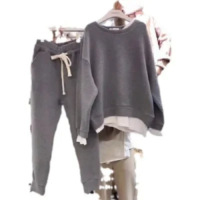 Damen Freizeit Zweiteiler Set – Lockerer Pullover und Jogginghose, ideal für Alltag & Entspannung