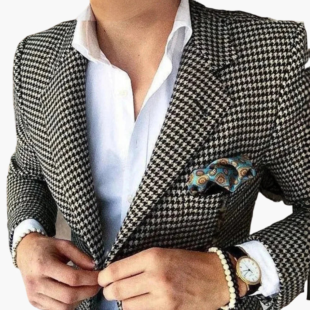 Men's Houndstooth Blazer – Elegant Business & Casual Jacket