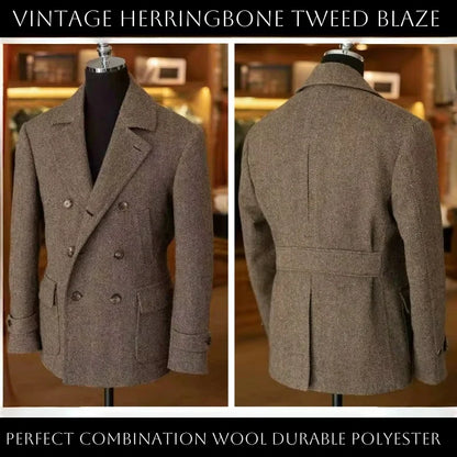Herren Doppelreihiger Vintage Business Blazer – Klassischer Hahnentritt Look für Büro & festliche Anlässe