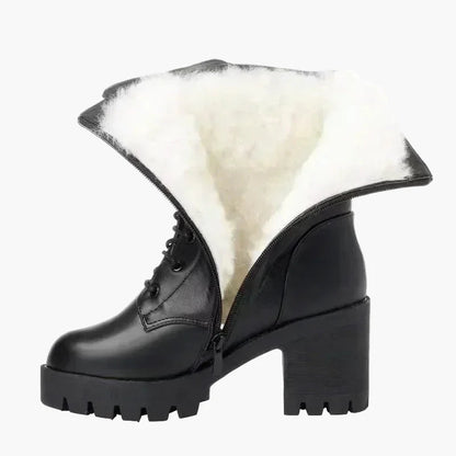 Damen Winter Stiefeletten mit Absatz und Schnürung – Warm Gefütterte Fashion Boots