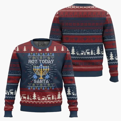 Herren Weihnachts-Hanukkah Pullover Lustig "Not Today Santa" Sweatshirt – Perfekt für Feiertage & Ugly Sweater Partys