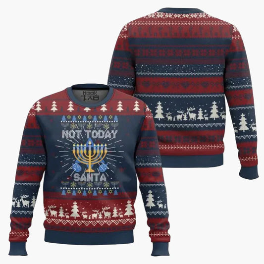 Herren Weihnachts-Hanukkah Pullover Lustig "Not Today Santa" Sweatshirt – Perfekt für Feiertage & Ugly Sweater Partys