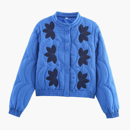 Women's quilted jacket with floral pattern – fashionable casual look, transitional jacket