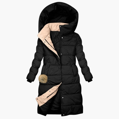 Women's Long Winter Coat Quilted Jacket with Hood – Fashionable Windproof Puffer for Cold Days