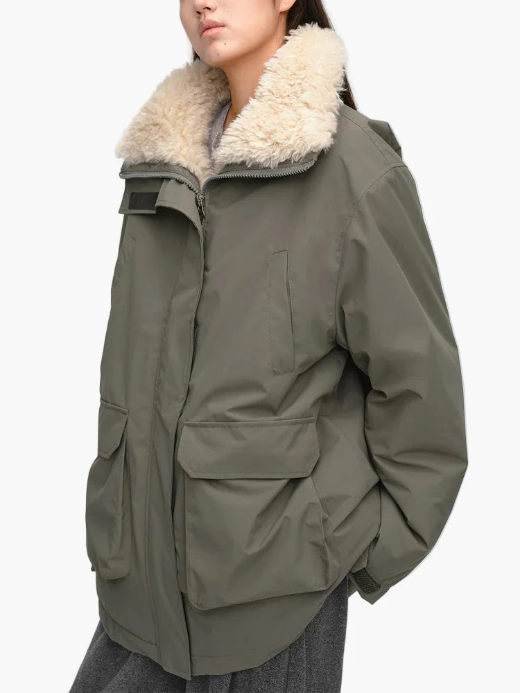 Damen Winter Parka mit Teddykragen – Modischer Oversize Mantel für kalte Tage