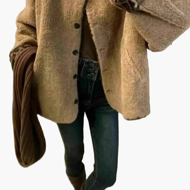 Damen Vintage Oversize Jacke mit Knopfleiste – Modischer Herbstmantel für Alltag & Freizeit