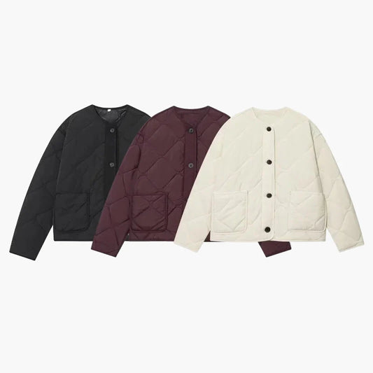Women's quilted jacket casual transitional jacket with buttons and pockets – everyday & leisure