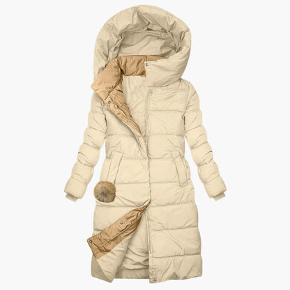 Women's Long Winter Coat Quilted Jacket with Hood – Fashionable Windproof Puffer for Cold Days