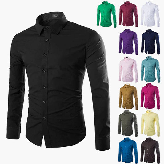 Herren Slim Fit Langarm Business Freizeithemd – Modernes Stilvolles Hemd für Büro und Alltag