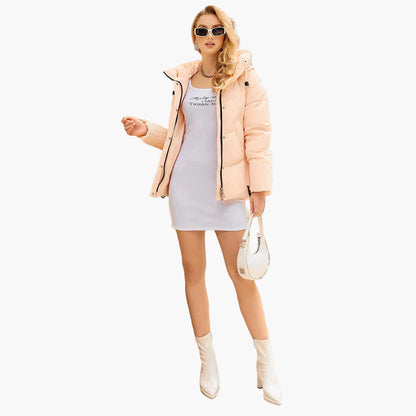 Women's winter quilted jacket with hood – fashionable outdoor jacket for everyday and leisure