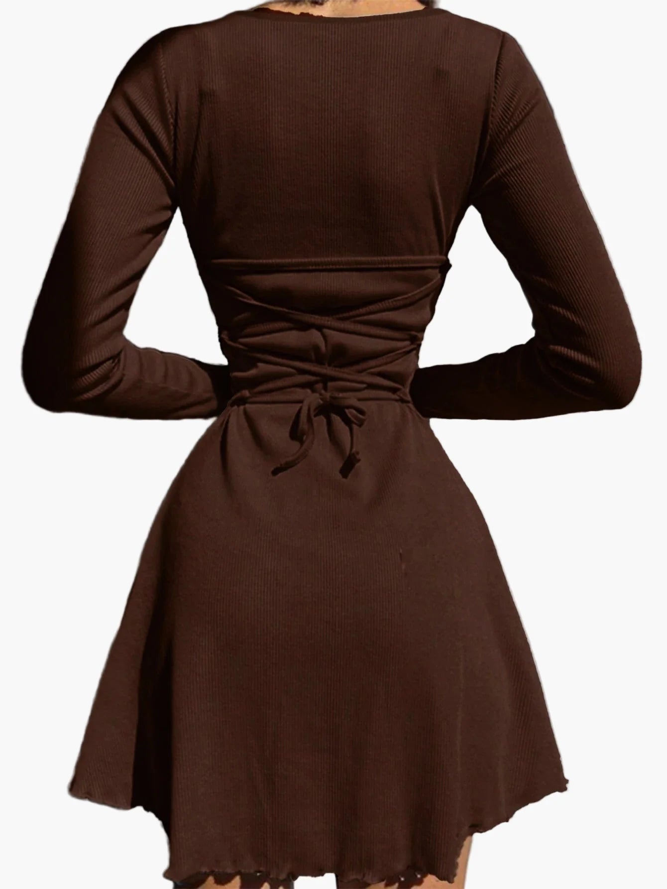 Women's long-sleeve mini dress fitted elegant for everyday and going out