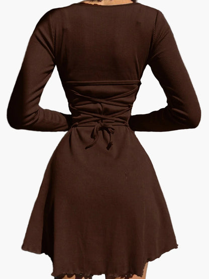 Women's long-sleeve mini dress fitted elegant for everyday and going out