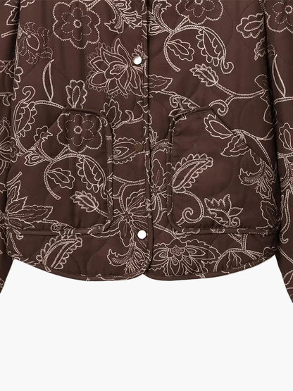 Women's transitional jacket with embroidered floral pattern – Casual city look, ideal for spring and autumn