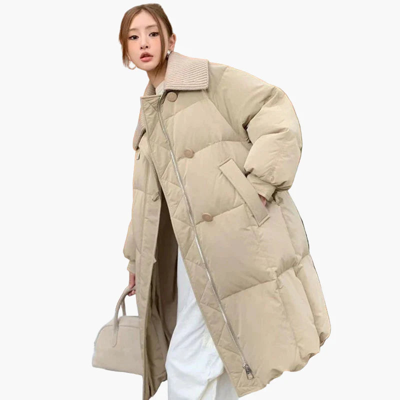 Women's Oversized Quilted Coat with Wide Collar – Casual Winter Jacket for Everyday and Leisure