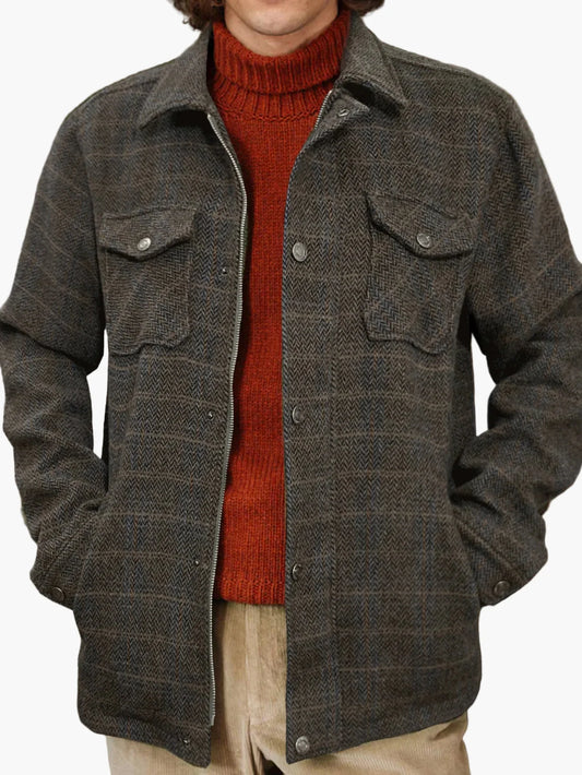 Herren Jacke im klassischen Hahnentritt-Look – Stilvolle Outdoor- und Freizeitjacke