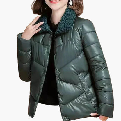 Women's winter quilted jacket with fashionable collar – elegant outdoor jacket for cold days