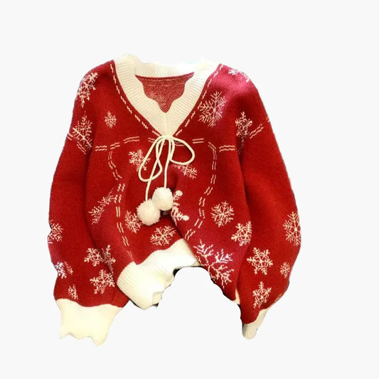 Women's Winter Cardigan with Snowflake Pattern – Festive Knit Sweater for Cozy Occasions