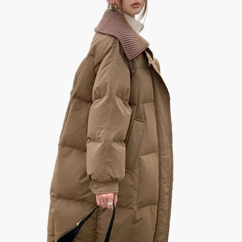 Women's Oversized Quilted Coat with Wide Collar – Casual Winter Jacket for Everyday and Leisure