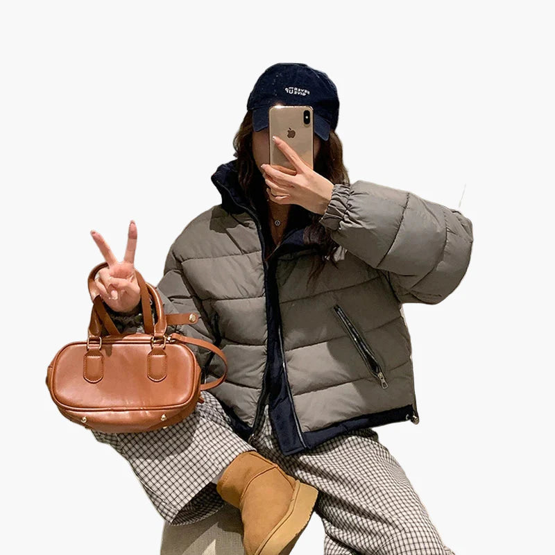 Women's Oversized Quilted Jacket Casual Streetwear Transitional Jacket