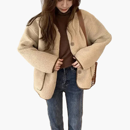 Women's Oversize Casual Jacket in Street Style Look – Casual Transitional Jacket with Buttons and Pockets