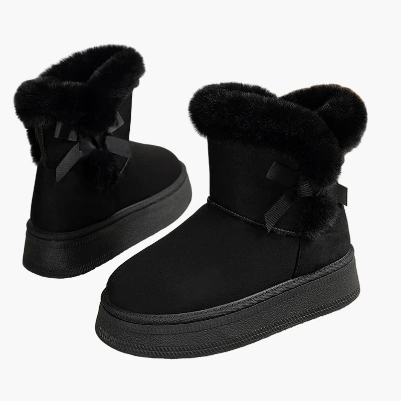Damen Winter Stiefeletten mit Schleife, Warm Gefüttert, Modische Freizeit Boots