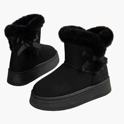 Damen Winter Stiefeletten mit Schleife, Warm Gefüttert, Modische Freizeit Boots