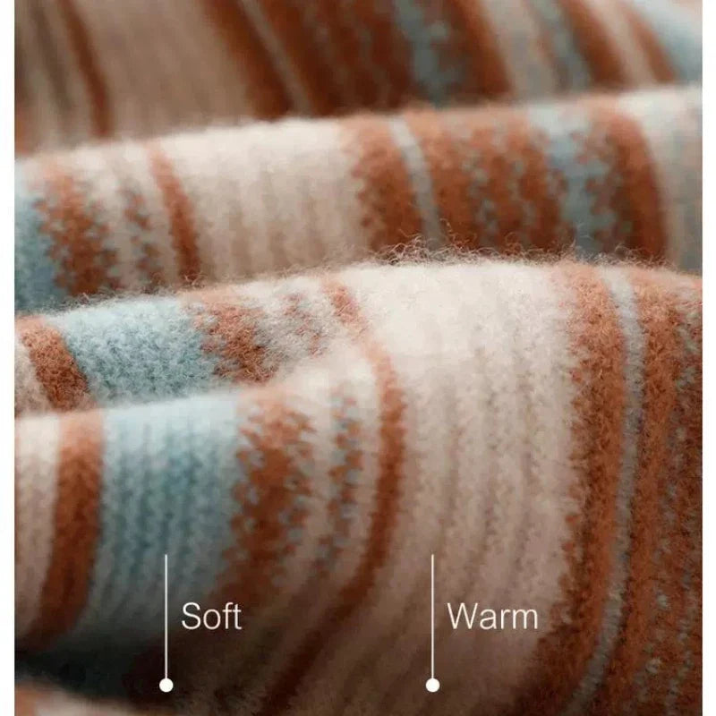 Women's turtleneck sweater with stripes – fashionable casual sweater for autumn and winter