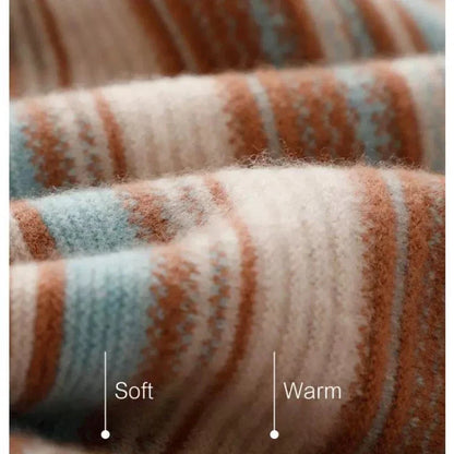 Women's turtleneck sweater with stripes – fashionable casual sweater for autumn and winter