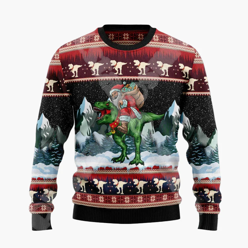 Herren Ugly Christmas Sweater mit lustigem Santa auf dem Schornstein – Perfekter Pullover für Weihnachten & Party