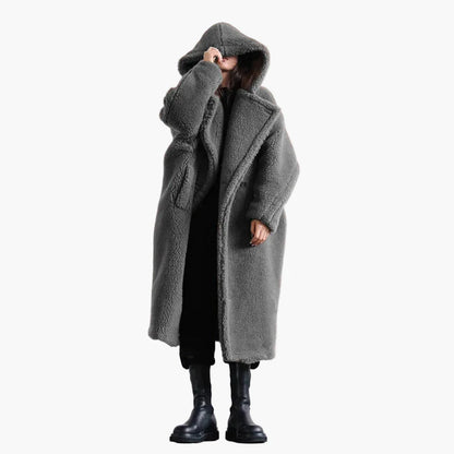Women's Oversize Teddy Coat with Hood – Urban Winter Style, Casual Outdoor Jacket