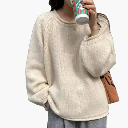 Women's Sweater Loose Basic Knit Sweater in French Style – Fashionable Casual Look for Everyday and Office