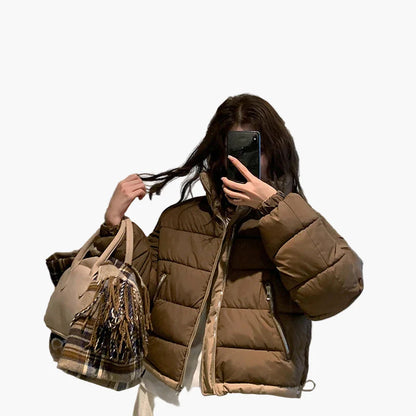 Women's Oversized Quilted Jacket Casual Streetwear Transitional Jacket