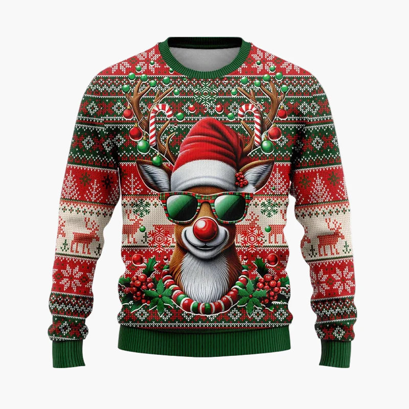 Herren Weihnachts-Pullover Hip-Hop Santa Ugly Christmas Sweater – Lustiger Party Pullover für Weihnachten