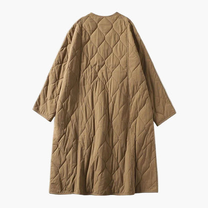 Women's quilted coat oversize, casual long jacket with buttons and pockets – perfect for autumn and winter