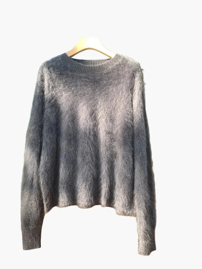Women's Oversize Sweater with Crew Neck – Casual, Fluffy Knit Sweater for Autumn and Winter