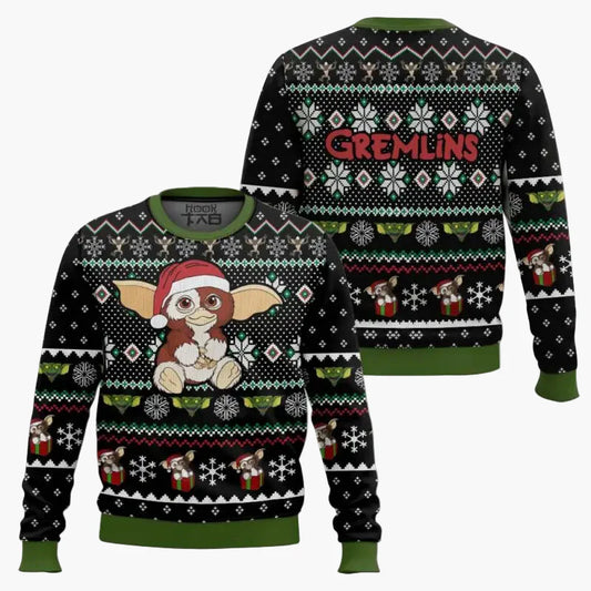 Herren Gremlins Weihnachtspullover – Lustiger Ugly Christmas Sweater mit Gizmo-Motiv