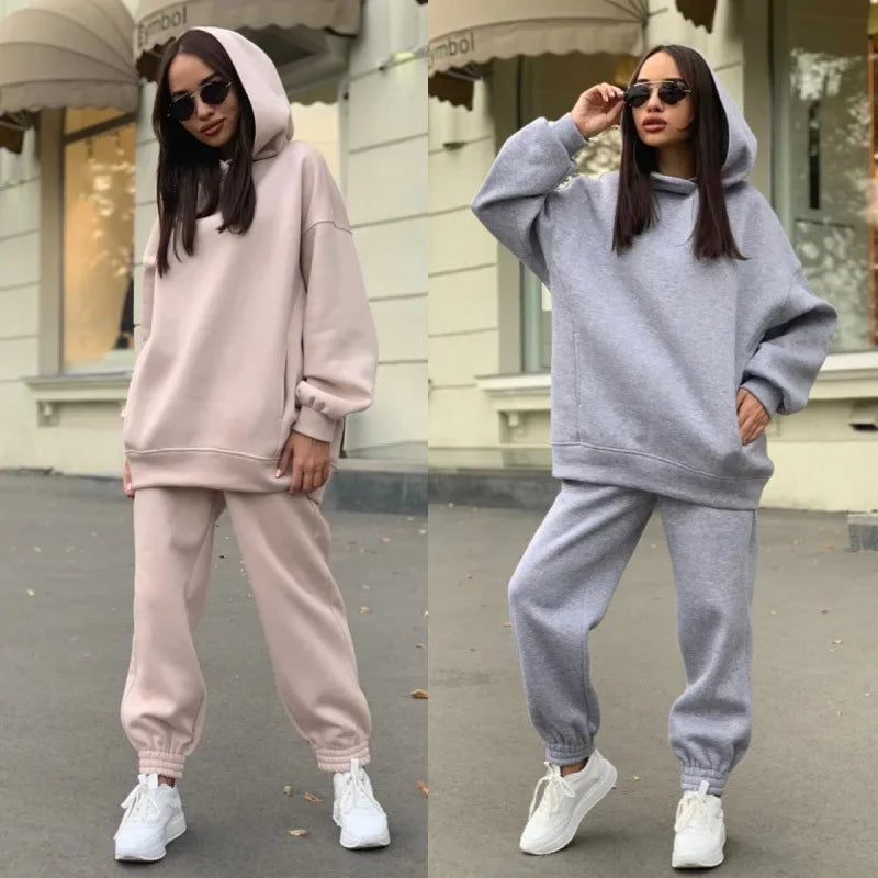 Women's Oversize Hoodie Jogging Suit Two-Piece Set Leisure Street Style