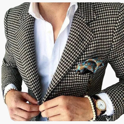 Men's Houndstooth Blazer – Elegant Business & Casual Jacket