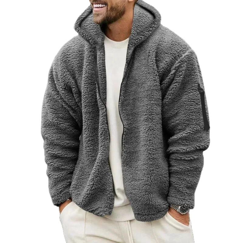 Herren Teddy Fleece Kapuzenjacke – Sportlicher Casual Look, Ideal für Herbst und Winter