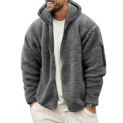 Herren Teddy Fleece Kapuzenjacke – Sportlicher Casual Look, Ideal für Herbst und Winter