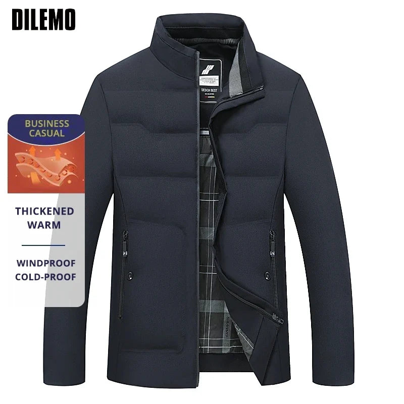 Herren Business Casual Winterjacke – Winddicht, Kältefest, Verdickt, Elegant