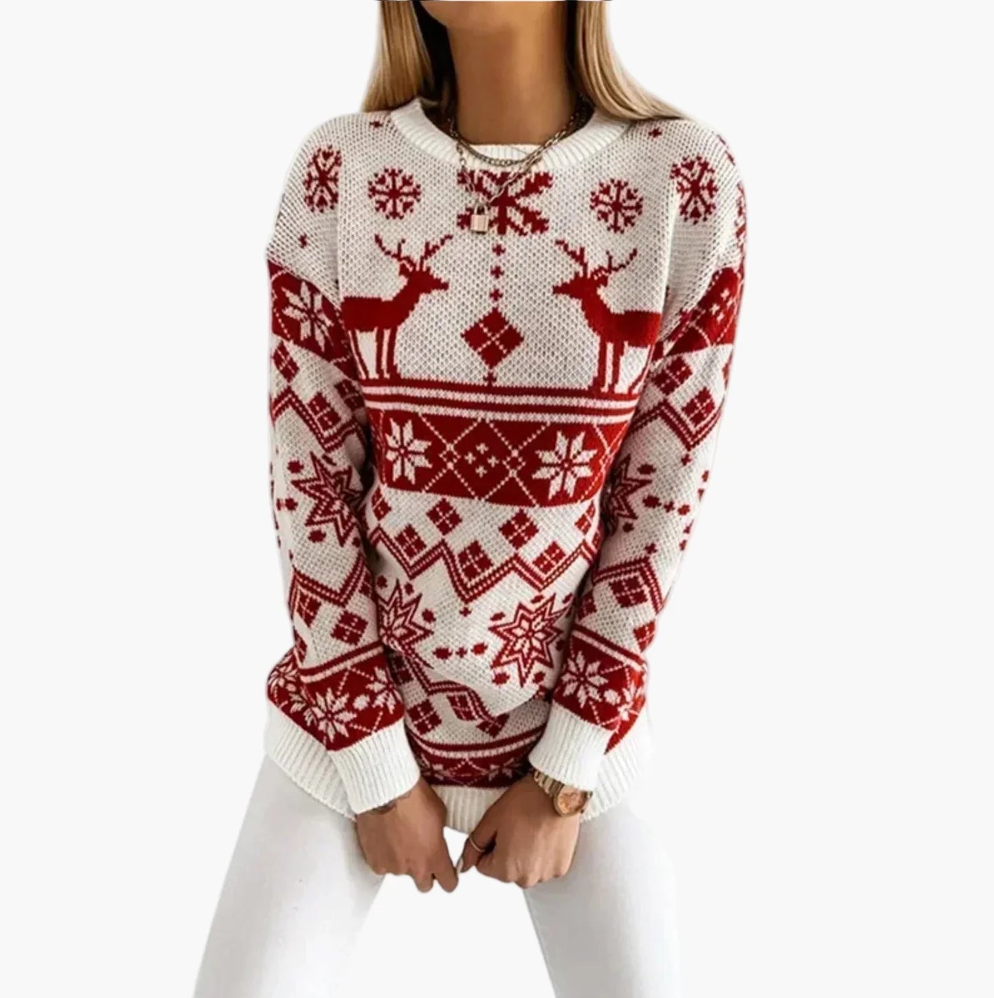 Women's Sweater Christmas Motif Reindeer Norwegian Style – Fashionable Winter Sweater for Leisure & Festive Occasions