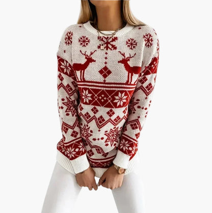 Women's Sweater Christmas Motif Reindeer Norwegian Style – Fashionable Winter Sweater for Leisure & Festive Occasions